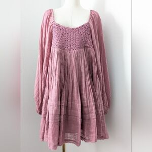 Free People Pink Bohemian Peasant Dress